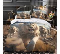 VOXYTMLWG Juego 3 Piezas Microfibra Impresión 3D Lion Pride Juego Fundas Edredón Diseño 3D Fundas Almohada Lavables Wild Animal Funda de Edredón for jóvenes Single（140x200cm）