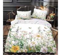 VOXYTMLWG Juego 3 Piezas Microfibra Impresión 3D Wildflowers Jardín Juego Fundas Edredón Diseño 3D Funda Almohada Antialérgica Botanical Funda de Edredón for jóvenes Super King（260x220cm）