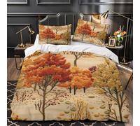 VOXYTMLWG Juego 3 Piezas Microfibra Otoño Trees Fuego Fundas Edredón Estampado 3D Fundas Almohada Antibacteriana Textile Embroidery Funda Edredon for Ancianos Single（140x200cm）