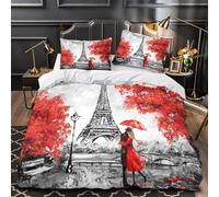 VOXYTMLWG Juego 3 Piezas Microfibra Paris Romance Fuego Fundas Edredón Diseño 3D Fundas Almohada Suave istic Watercolor Funda Edredon for Ancianos Super King（260x220cm）