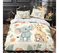 VOXYTMLWG Juego 3 Piezas Microfibra Suave Cute Baby Animals Funda de Edredón Estampado 3D Fundas Almohada Transpirable Coon Jungle Theme for Kids Juego Fundas Edredón for Adultos Double（200x200cm）