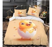 VOXYTMLWG Juego 3 Piezas Microfibra Suave Cute Chick Hatching Funda de Edredón Estampado 3D Fundas Almohada Lavables Coon Baby Pájaro Funda de Edredón for jóvenes Super King（260x220cm）