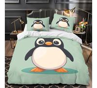 VOXYTMLWG Juego 3 Piezas Microfibra Suave Cute Penguin Coon Funda de Edredón Estampado 3D Fundas Almohada Antialérgica Kids Funda de Edredón for Familia King（220x240cm）