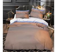 VOXYTMLWG Juego 3 Piezas Microfibra Suave Desert Wildlife Funda de Edredón Estampado 3D Cremallera Funda Almohada Antialérgica Safari Animal Funda Edredon for niña Double（200x200cm）