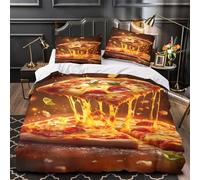 VOXYTMLWG Juego 3 Piezas Microfibra Suave Pepperoni Pizza Funda de Edredón Cremallera Fundas Almohada Lavables Italian Cuisine Funda de Edredón for Familia Single（140x200cm）