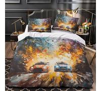 VOXYTMLWG Juego 3 Piezas Microfibra Suave Racing Cars Funda de Edredón Impresión 3D Fundas Almohada Lavables Abstract Motion Funda Edredon for Ancianos Double（200x200cm）