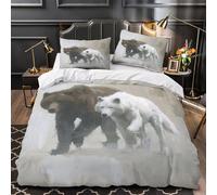 VOXYTMLWG Juego 3 Piezas Microfibra Suave Wild Bear and Wolf Funda de Edredón Estampado 3D Fundas Almohada Antialérgica Natural Wildlife Painting Funda Edredon for Adultos Super King（260x220cm）