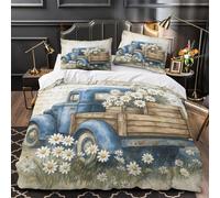 VOXYTMLWG Juego 3 Piezas Microfibra Vintage Truck Funda de Edredón Impresión 3D Cremallera Oculta Fundas Almohada Antialérgica Country Rustic Funda Edredon for niños y niñas King（220x240cm）