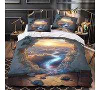 VOXYTMLWG Portal cósmico 3D Impresión Funda de edredón 3pz Microfibra hipoalergénica Fantasía Surrealista Edredón Funda 2 Fundas Cremallera Oculta Ligera Chicos Niños Single（140x200cm）