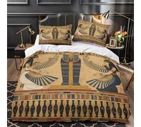 VOXYTMLWG Tres Piezas Microfibra Ancient Egyptian Funda Edredon Diseño 3D Funda Almohada Lavables Hieroglyphic Temple Funda de Edredón Cremallera Oculta for niños y niñas Single（140x200cm）