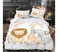 VOXYTMLWG Tres Piezas Microfibra Baby Animals Funda Edredon Impresión 3D Funda Almohada Suave Cute Coon Funda Edredon for Ancianos Single（135x200cm）