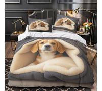 VOXYTMLWG Tres Piezas Microfibra Cozy Perro Bed Fuego Fundas Edredón Impresión 3D Funda Almohada Suave Pet Comfort Funda Edredon for jóvenes Super King（260x220cm）
