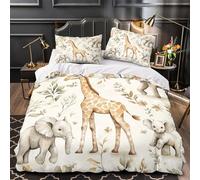 VOXYTMLWG Tres Piezas Microfibra de poliéster Baby Animals Funda Edredon Cremallera Oculta Fundas Almohada Suave Watercolor Jungle Theme Funda Edredon for niños y niñas Double（200x200cm）