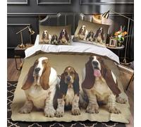 VOXYTMLWG Tres Piezas Microfibra de poliéster Basset Hound Dogs Funda Edredon Diseño 3D Funda Almohada Antibacteriana Classic Pet Funda de Edredón Cremallera for jóvenes Single（140x200cm）