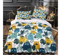 VOXYTMLWG Tres Piezas Microfibra de poliéster Cute Monsters Funda Edredon Estampado 3D Fundas Almohada Lavables Coon Jungle Funda de Edredón for niños Super King（260x220cm）