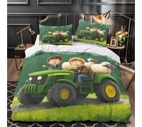 VOXYTMLWG Tres Piezas Microfibra de poliéster Farm Tractor Kids Funda Edredon Estampado 3D Fundas Almohada Antibacteriana Coon Rural Adventure Funda Edredon for Adultos Super King（260x220cm）