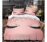 VOXYTMLWG Tres Piezas Microfibra de poliéster Glitter Lashes Funda Edredon Diseño 3D Cremallera Oculta Funda Almohada Suave Sparkle Belleza Juego Fundas Edredón for niña Single（140x200cm）