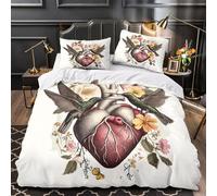 VOXYTMLWG Tres Piezas Microfibra de poliéster He Anatomy Funda Edredon Diseño 3D Funda Almohada Antibacteriana Botánico Juego Fundas Edredón for jóvenes Double（200x200cm）