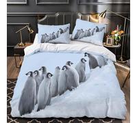 VOXYTMLWG Tres Piezas Microfibra de poliéster Penguin Chicks Funda Edredon Diseño 3D Cremallera Oculta Fundas Almohada Antialérgica Antarctic Wildlife Funda de Edredón for Adultos King（220x240cm）