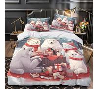 VOXYTMLWG Tres Piezas Microfibra de poliéster Polar Bears Festive Funda Edredon Diseño 3D Funda Almohada Antibacteriana Invierno Coon Funda de Edredón Cremallera for jóvenes Double（200x200cm）