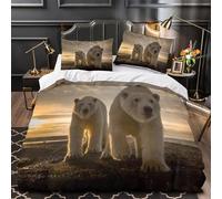 VOXYTMLWG Tres Piezas Microfibra de poliéster Polar Bears Funda Edredon Estampado 3D Fundas Almohada Lavables Wildlife Funda de Edredón for niños y niñas Super King（260x220cm）