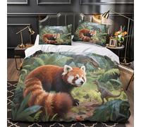 VOXYTMLWG Tres Piezas Microfibra de poliéster Red Panda in Jungle Funda de Edredón Estampado 3D Funda Almohada Suave Dinosaur Adventure Juego Fundas Edredón for Adolescentes Double（200x200cm）