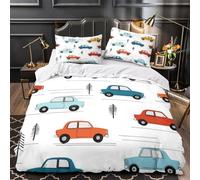 VOXYTMLWG Tres Piezas Microfibra de poliéster Vintage Cars Funda Edredon Diseño 3D Funda Almohada Transpirable Coon Kids Juego Fundas Edredón for Familia Double（200x200cm）