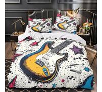 VOXYTMLWG Tres Piezas Microfibra Electric Guitar Funda Edredon Impresión 3D Fundas Almohada Transpirable Rock Music Juego Fundas Edredón for Adultos King（220x240cm）