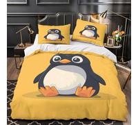 VOXYTMLWG Tres Piezas Microfibra Impresión 3D Cute Penguin Coon Juego Fundas Edredón Diseño 3D Funda Almohada Suave Kids Funda Edredon for jóvenes King（220x240cm）