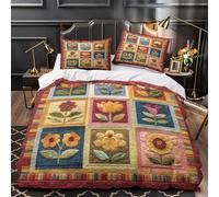 VOXYTMLWG Tres Piezas Microfibra Impresión 3D Floral Quilt Funda de Edredón Cremallera Oculta Funda Almohada Lavables Handmade Patchwork Juego Fundas Edredón for Familia Super King（260x220cm）