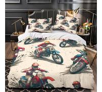 VOXYTMLWG Tres Piezas Microfibra Impresión 3D Motocross Riders Juego Fundas Edredón Diseño 3D Fundas Almohada Lavables Dynamic Action Funda de Edredón for Adultos Super King（260x220cm）