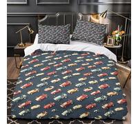 VOXYTMLWG Tres Piezas Microfibra Impresión 3D Racing Cars Juego Fundas Edredón Diseño 3D Funda Almohada Antibacteriana Vintage Toy Car Funda de Edredón for Familia Double（200x200cm）