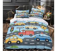 VOXYTMLWG Tres Piezas Microfibra Suave ChildrensCars Funda de Edredón Estampado 3D Funda Almohada Suave CoonTraffic Funda Edredon for Adultos Double（200x200cm）