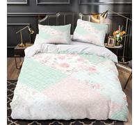 VOXYTMLWG Tres Piezas Microfibra Suave Retro Floral Quilt Juego Fundas Edredón Impresión 3D Cremallera Funda Almohada Antialérgica Soft Pastel Patchwork Funda Edredon for jóvenes Double（200x200cm）