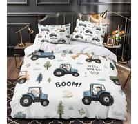 VOXYTMLWG Tres Piezas Microfibra Suave Tractors for Kids Funda de Edredón Estampado 3D Fundas Almohada Antibacteriana Coon Farm Vehicles Funda Edredon for Adolescentes Super King（260x220cm）