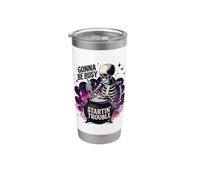 Voy a estar ocupado creando problemas, divertida bruja esquelética Vaso térmico de acero inoxidable de doble pared