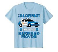 Voy a Ser Hermano Mayor, Coche de Policía, Anuncio De Bebe Camiseta, Niños, Azul Bebé, 6 años