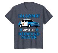 Voy a Ser Hermano Mayor, Coche de Policía, Anuncio De Bebe Camiseta, Niños, Azul Jaspeado, 3 años