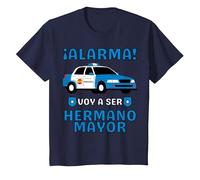 Voy a Ser Hermano Mayor, Coche de Policía, Anuncio De Bebe Camiseta, Niños, Azul Marino, 12 años