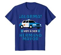 Voy a Ser Hermano Mayor, Coche de Policía, Anuncio De Bebe Camiseta, Niños, Azul Real, 10 años
