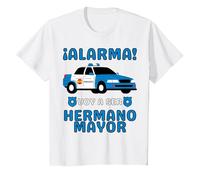 Voy a Ser Hermano Mayor, Coche de Policía, Anuncio De Bebe Camiseta, Niños, Blanco, 6 años