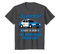 Voy a Ser Hermano Mayor, Coche de Policía, Anuncio De Bebe Camiseta, Niños, Jaspeado Oscuro, 8 años