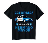 Voy a Ser Hermano Mayor, Coche de Policía, Anuncio De Bebe Camiseta, Niños, Negro, 6 años