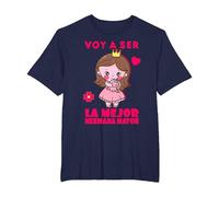 Voy a Ser la Mejor Hermana Mayor Anuncio del Bebé, Unicornio Camiseta, Hombre Tallas Grandes, Azul Marino, 2X Alto
