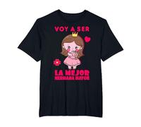 Voy a Ser la Mejor Hermana Mayor Anuncio del Bebé, Unicornio Camiseta, Hombre Tallas Grandes, Negro, 3X Alto