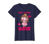 Voy a Ser la Mejor Hermana Mayor Anuncio del Bebé, Unicornio Camiseta, Mujer, Azul Marino, 3XL
