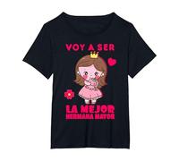 Voy a Ser la Mejor Hermana Mayor Anuncio del Bebé, Unicornio Camiseta, Mujer Tallas Grandes, Negro, 4XL Grande