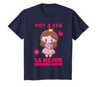 Voy a Ser la Mejor Hermana Mayor Anuncio del Bebé, Unicornio Camiseta, Niños, Azul Marino, 3 años