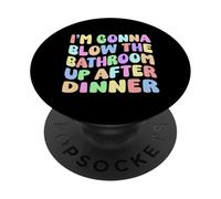 Voy a Volar el baño después de la Cena Retro Funny Meme PopSockets PopGrip Adhesivo