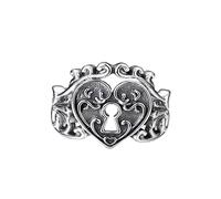 VOYADE 925 Plata Esterlina Anillo De Amor Corazón Damas Cerradura Con Respiradero Vivo Vintage Anillo Personalizado,Plata,9